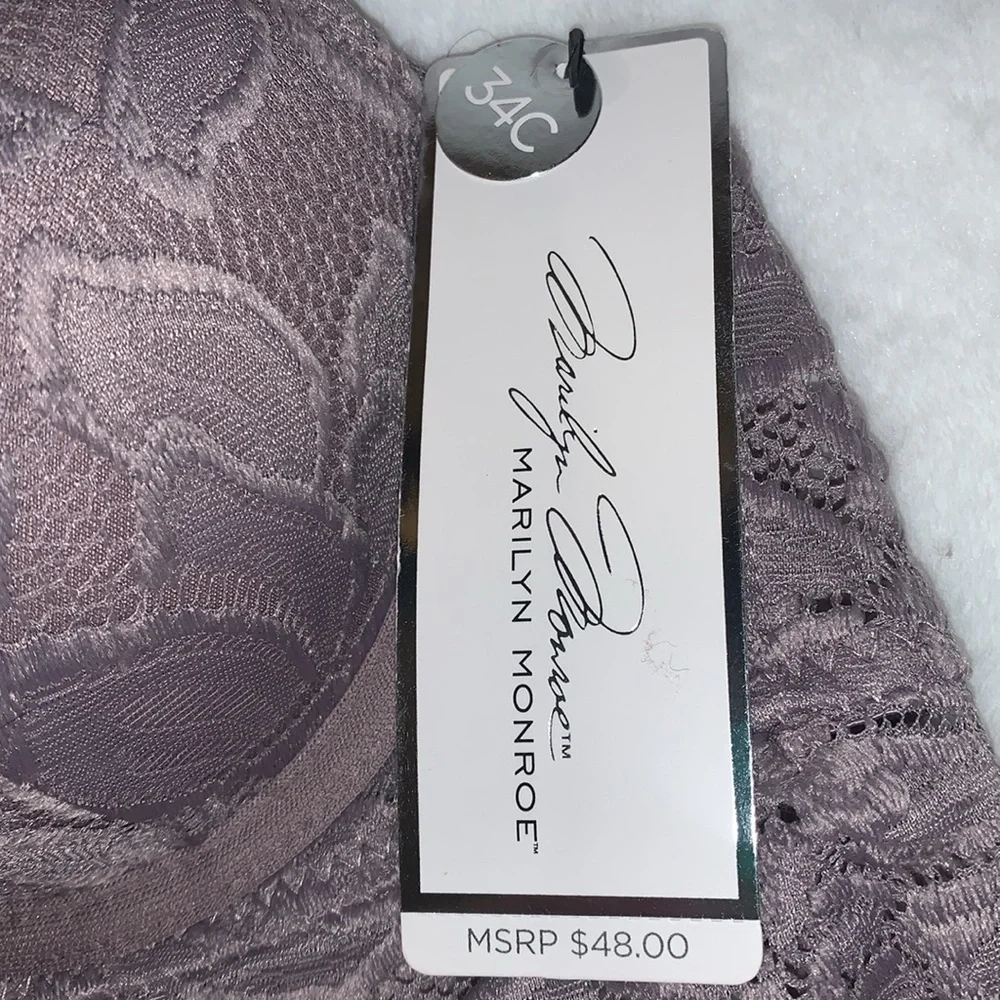 🇺🇸🎆 MARILYN MONROE Soft Lavender Light Lift Lace Bra NWT 34C - Picture 2 of 9